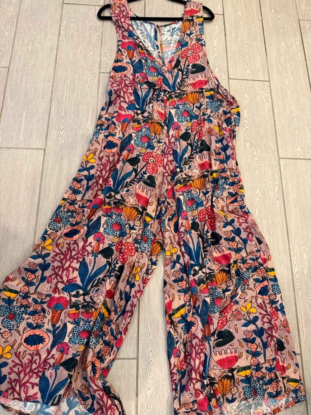 NL Wide Leg Sleeveless Colorful Floral Jumper